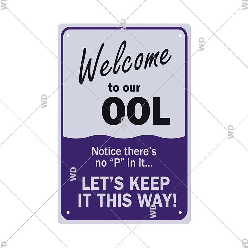 Tin Sign Pool Funny Rules Vintage Plaque Welcome Warning No Swimming Instruction Metal Sign For Home Pool Store Club Wall Decor