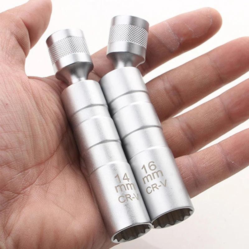 Magnetic Spark Plug Socket Set 14mm 16mm Thin Wall Universal Joint 3/8" Drive Flexible Wrench Adapter for Car Repair Tool