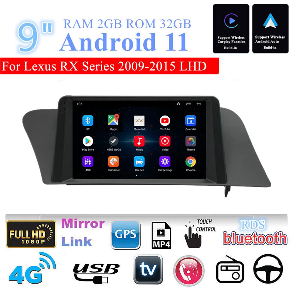 9" Android 11 GPS FM For Lexus RX Series RX200 RX200T 09-15 LHD Support Carplay