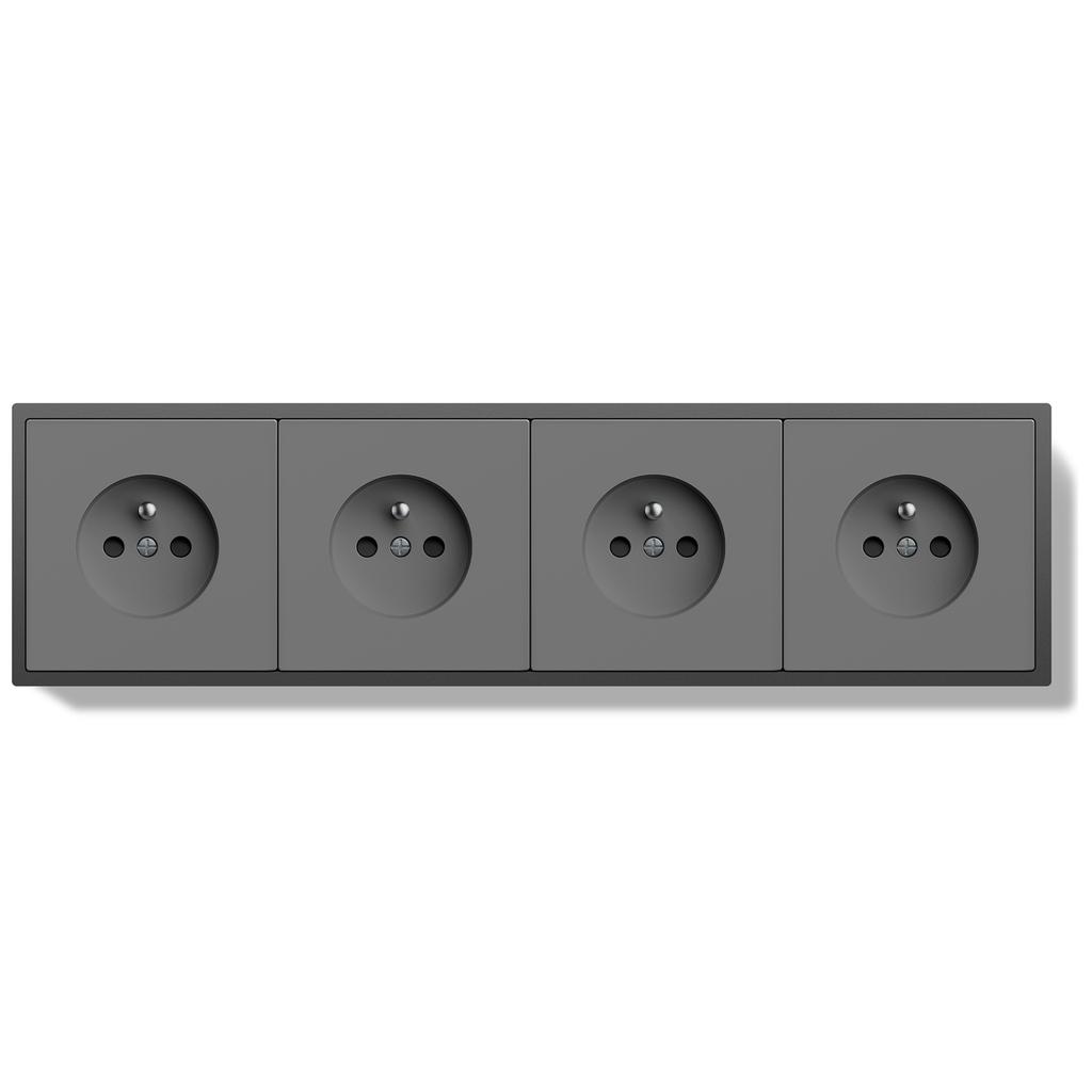 BSEED Single Power Socket Double Wall Sockets Triple Electric Outlets Four French Sockets Matte Plastic Panels Multiple Sizes