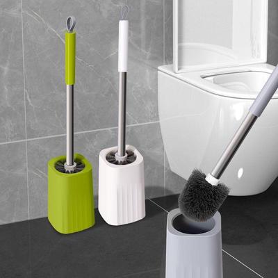 Round Head Toilet Brush with Base: Long Handle, No Dead Angle Cleaning for Household Bathroom