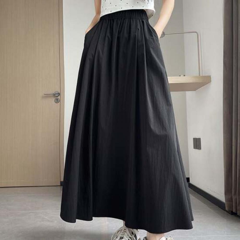 Shop Women S Comfy elaStic waiSt Body Covering Flared Long Skirt Won wSk Wfk61