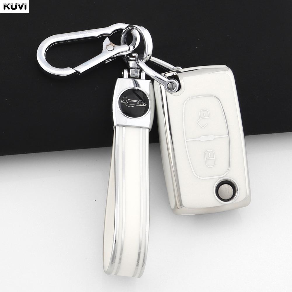 Fashion TPU Car Key Case Cover Keychain Fob Shell For Citroen C2 C3 C4 C5 C6 Xsara Berlingo For Peugeot 207 307 308 407 607 807