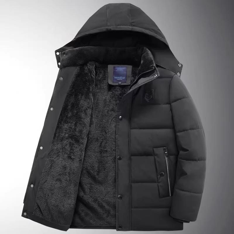 Middle-Aged & Elderly Men's Fleece-Lined Cotton Jacket - Warm, Thick Autumn & Winter Wear for Dad & Grandpa