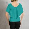 Women's Casual V-neck Off-shoulder Color T-shirt
