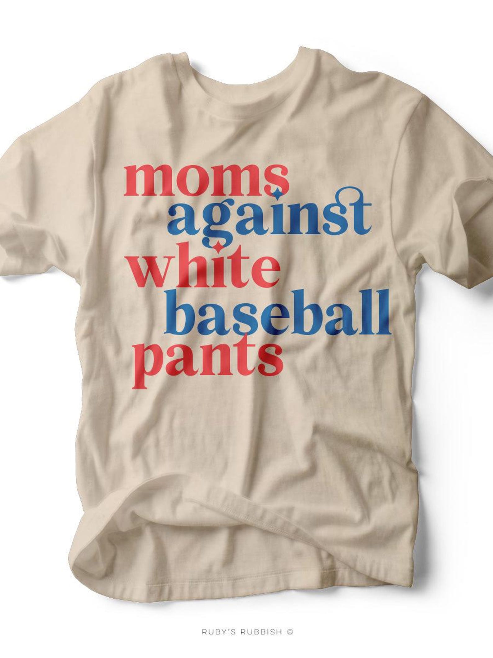 Moms Against White Baseball Pants I Game Day T-Shirt | Ruby s Rubbish® 4XL
