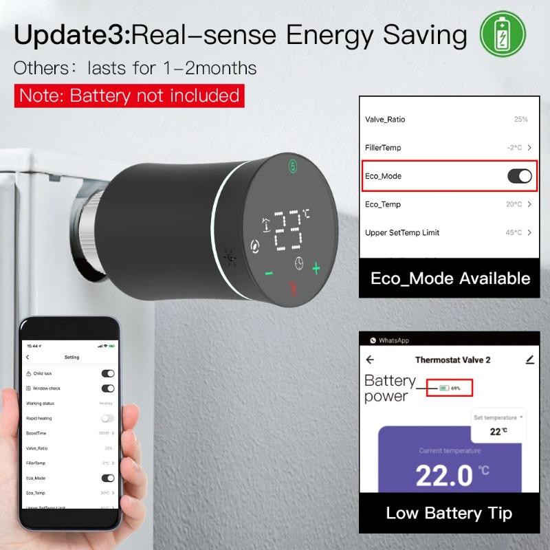 MOES Tuya ZigBee3.0 New Radiator Actuator Valve Smart Programmable Thermostat Temperature Heater TRV With Alexa Voice Control