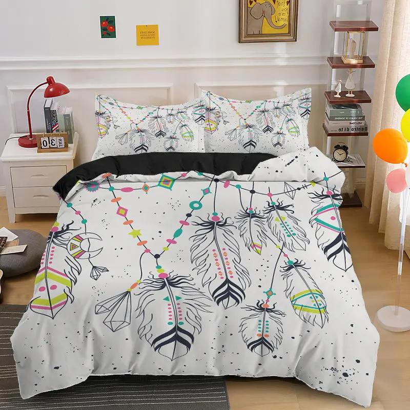 Comforter Dreamcatcher For Teen Girls Adult Bohemian Mandala Feather Print Bedding Set Queen Twin Microfiber Comforter