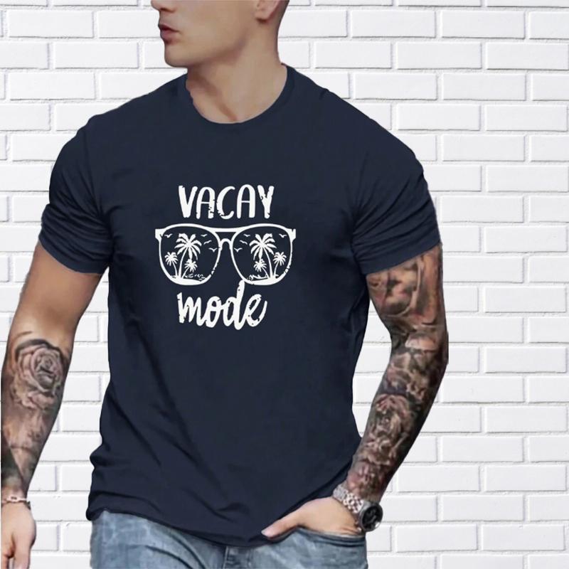 Новая летняя мужская модная футболка с принтом в очках и островом — фото 5