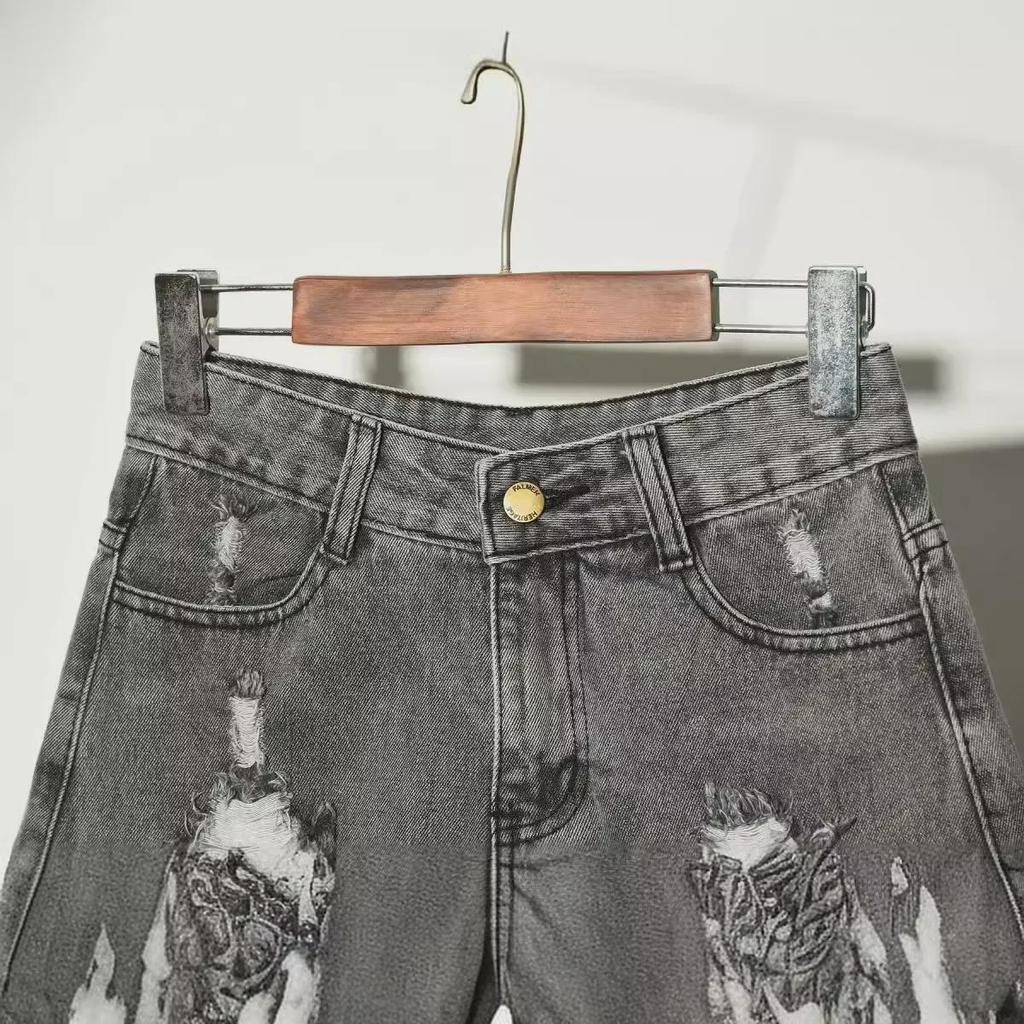 Women's Korean High-Waist Loose Denim Shorts - Summer Plus Size, Ripped, Wide-Leg, A-Line Hot Pants