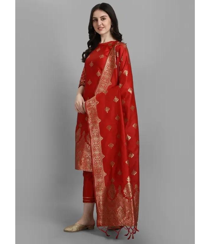 Damen Design Partywear Oberteil Tunika Baumwolle Seide Salwar Kameez Kurti Hose Dupatta Set