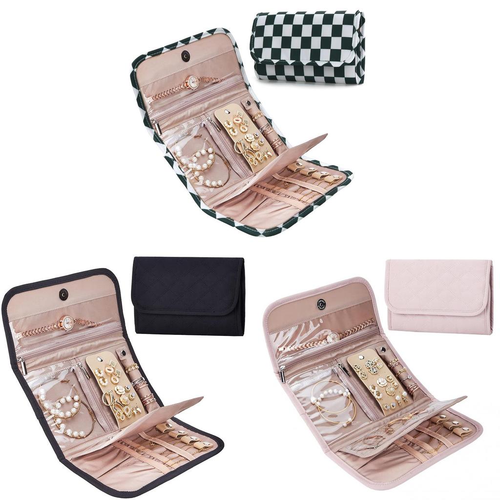 Jewelry Organizer Bag With Foldable Design For Travel And Gift Use
