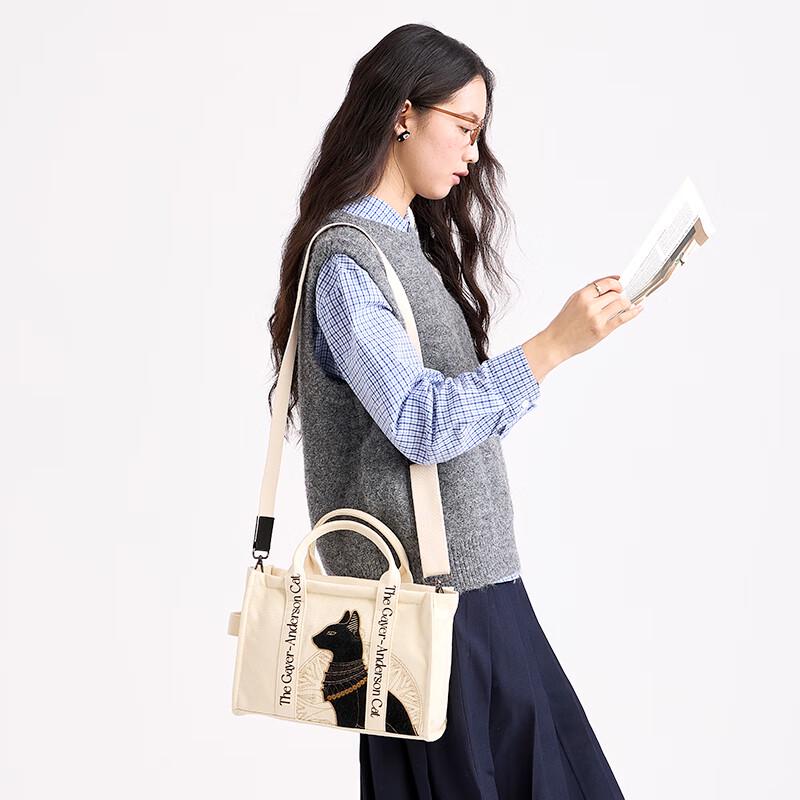 British Museum Egyptian Anderson Cat Embroidered Canvas Crossbody Bag