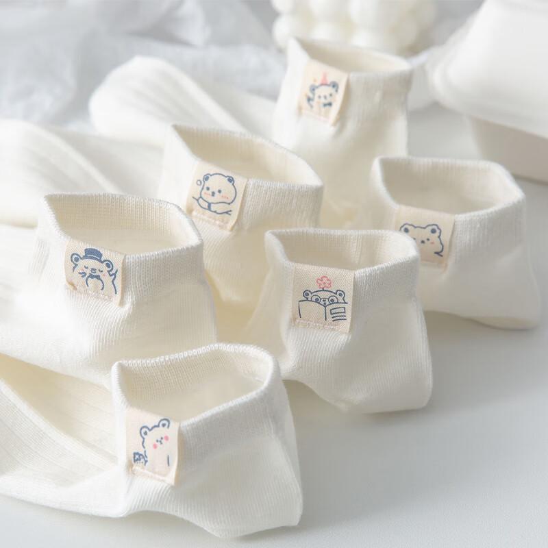 Yuzhaolin Women s Bear Print Low Cut Cotton Socks (6 Pairs) One Size