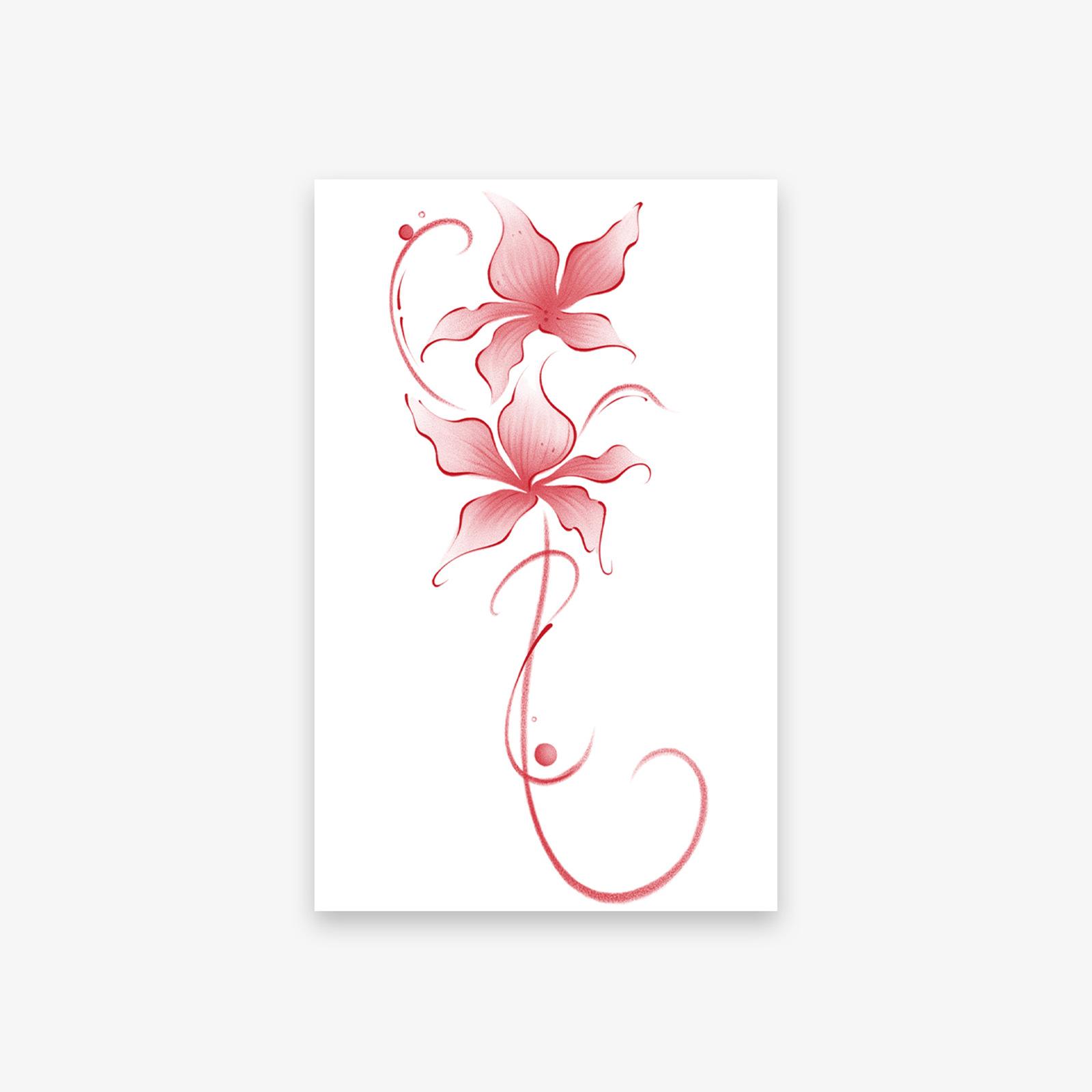 Tattoo Sticker Retro Arm Red Bouquet Premium Sense Personality Minimalist Tattoo Sticker 12*19