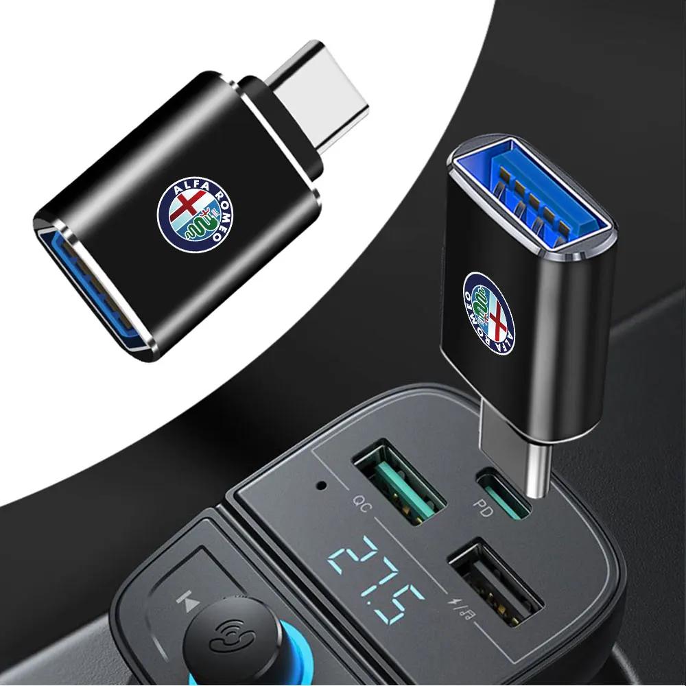 For Alfa Romeo ReQHub Caps 1pc Fast Charging Adapters Rear Socket TypeC To USB Car Play Adapter Accessories For Alfa Romeo 159 Giulietta 147 Stelv