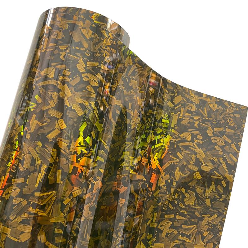Rotolo Vinile Autoadesivo Fibra di Carbonio Forgiata Lucido PET Premium Pellicola per Wrapping Veicoli Auto