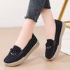 Spring and Autumn Leather Soft-soled Bow Women's Flat-bottomed Casual Single Shoes Comfortable and Versatile Mom Shoes