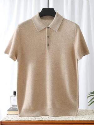 Herbst/Winter 2025 Herren Reines Kaschmir Kurzarm Poloshirt Strickware