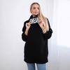 CHooded Sports Fleece Sweatshirt Casual Long-sleeved Offset Printed Coat Women's Plus-size Solid Color Coat