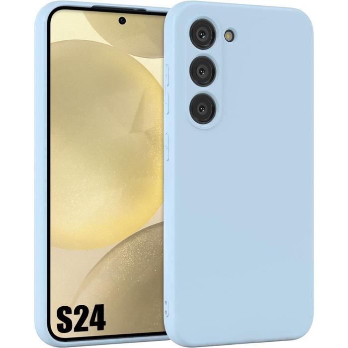 Protective Case - BOOLING - for Samsung Galaxy S24 - Liquid Silicone - Sky Blue - Matte Effect