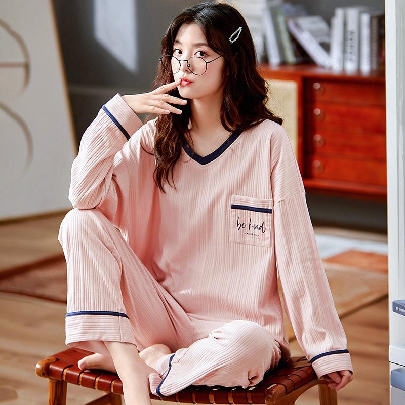 

Пижамные костюмы с длинными рукавами, женские весенне-осенние спортивные костюмы, одежда для сна, повседневная свободная зимняя домашняя одежда, пуловер больших размеров, хлопок XXL темно-розовый