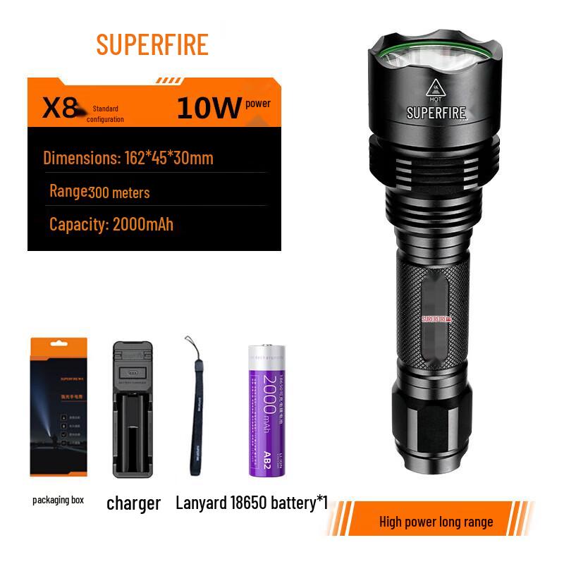 SupFire X8 10W USB Rechargeable LED Flashlight