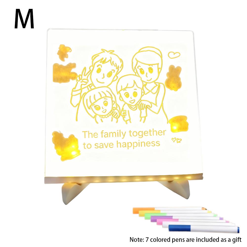 LED Note Board Night Light with 7 Colorful Pen Lighted Acrylic Drawing Board Glowing Message Marker Board For Office School Home