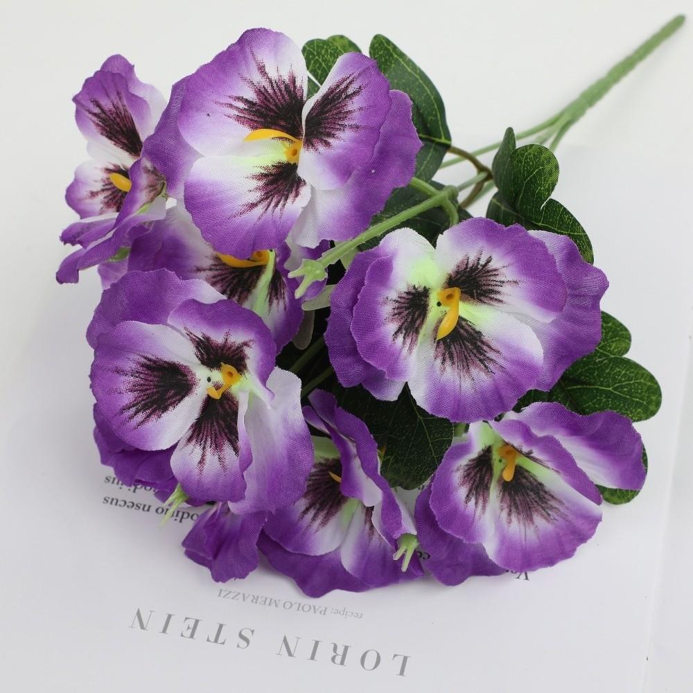 32cm Fake Flowers Reusable Faux Pansy Flowers Elegant UV Resistant Flowers  Home Decoration