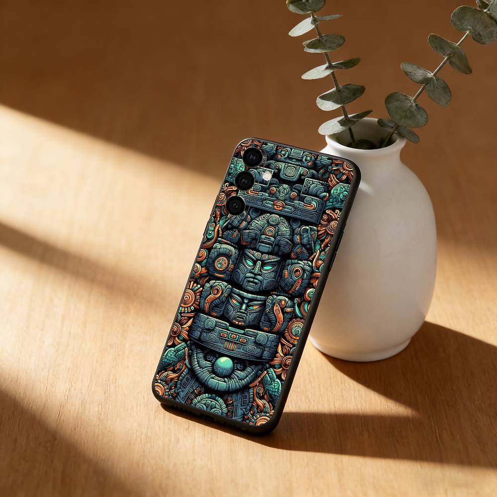 Mayan Aztec Calendar Statue Phone Case For Samsung Galaxy A20,21s,22,31,32,52,53,72,73,80,91 Soft Black Shell