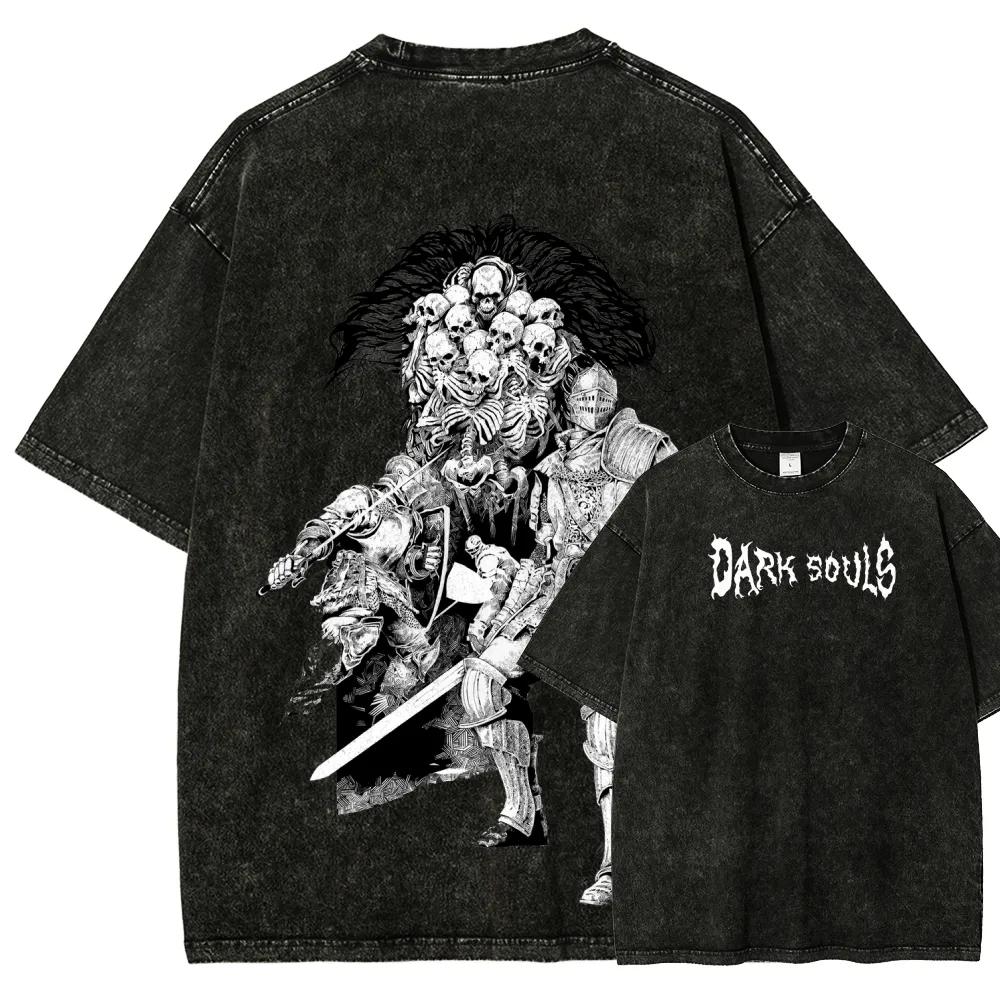 Classic Action Roleplaying Game Blood Borne Peripherals Print Tshirt Men Women Fashion Retro Washed Cotton Casual Oversize Top