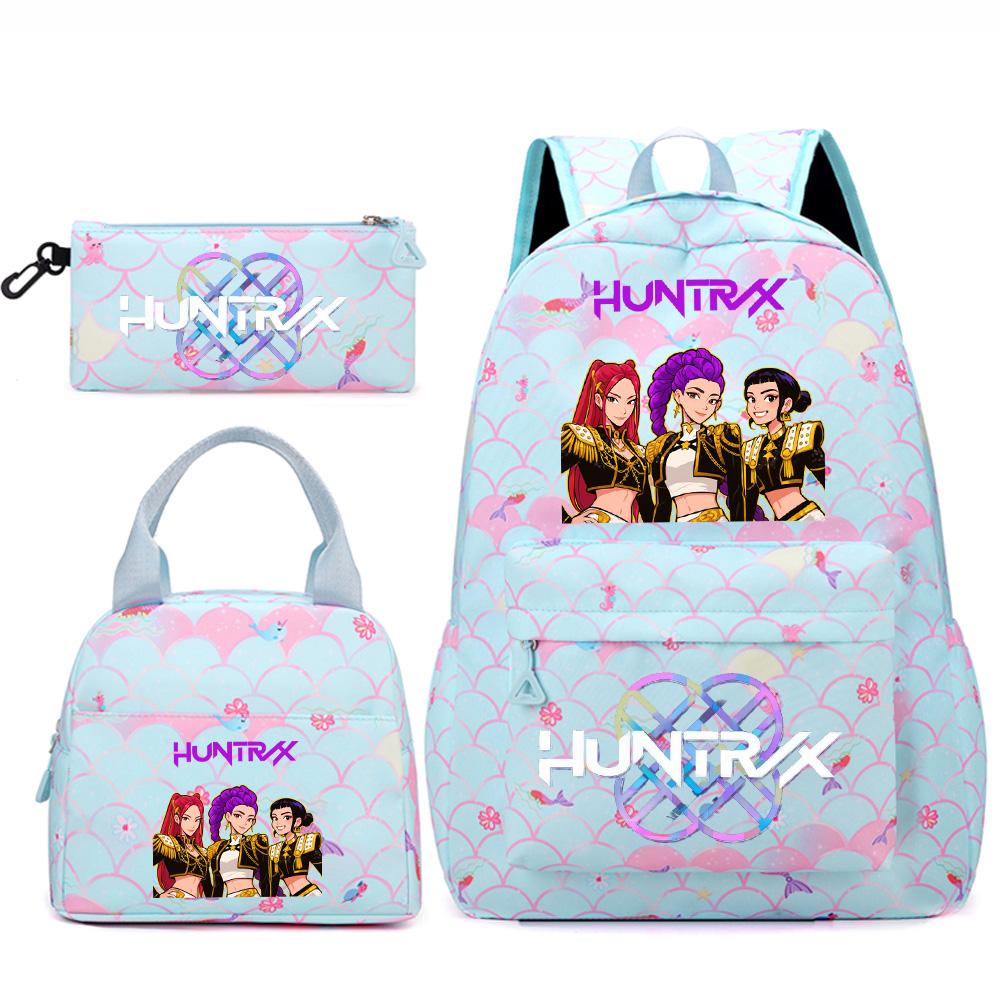 3Pcs/set Cute Kpop Printed Backpack Handbag Pencil Case for Teenger Student Girl Boy Schoolbag Kid Bookbag Large Capacity Travel Bag Gift Mochila