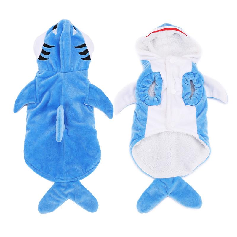 1pc Pet Products Shark Pet Clothes Winter and Autumn Warmth Halloween Universal Dog Clothes Cat Clothes Cat Supplies Blue