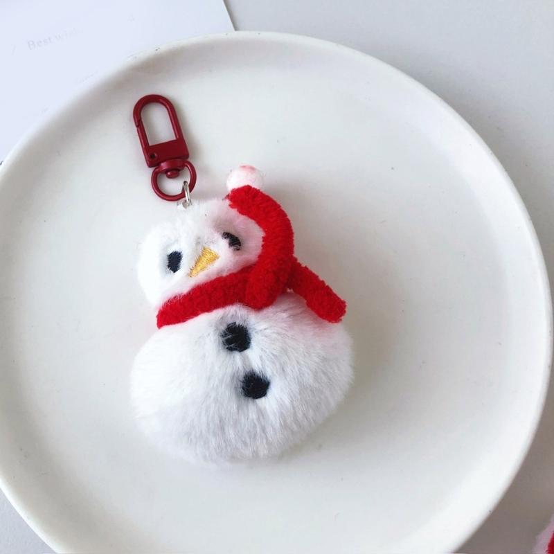 6 Pieces Cartoon Plush Christmas Keychain Collection Decorative Keyring Pendant Soft PP Cotton Charm for Bags and Keys