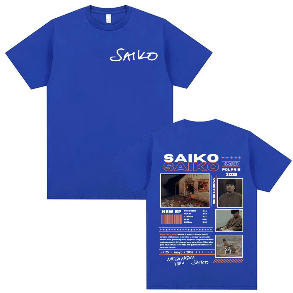 Rapper SAIKO POLARIS Album Tour 2025 Merch Tshirts Unisexs Clothing Oversized T Shirt Vintage Hip Hop Comfort Cotton Tshirt Tops