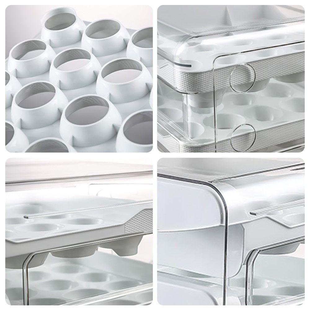 Sliding Drawer Egg Holder Transparent Fridge Egg Organizer Fresh Keeping Egg Container