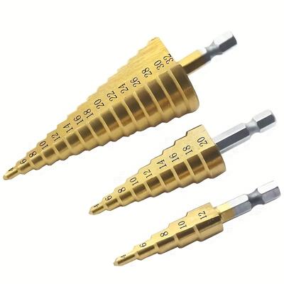 4-12/20/32mm HSS Titanium Coated Step Drill Bit Drilling Power Tool Metal High Speed Steel Wood Hole Cutter Step Cone Drill Bit