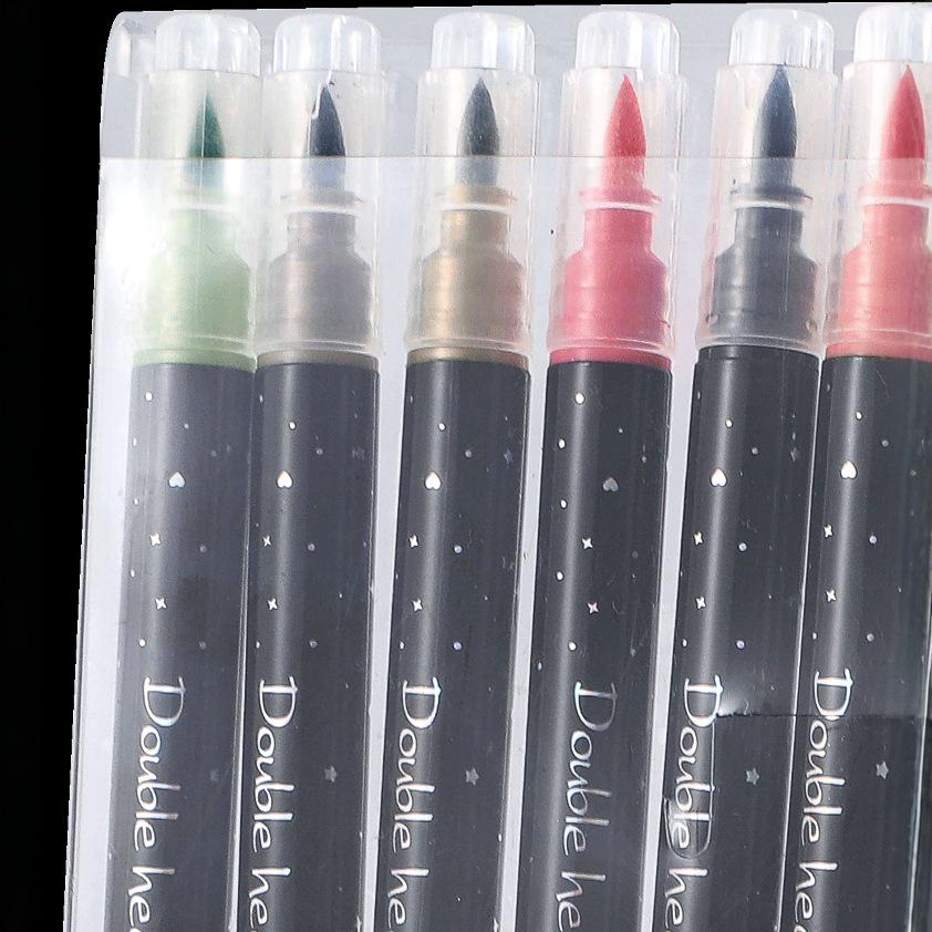 Children's Glitter Marker Pen: Dual-tip, Single-color, Thick Soft Brush, Pearlescent, Fade-resistant, Shiny Art Tool