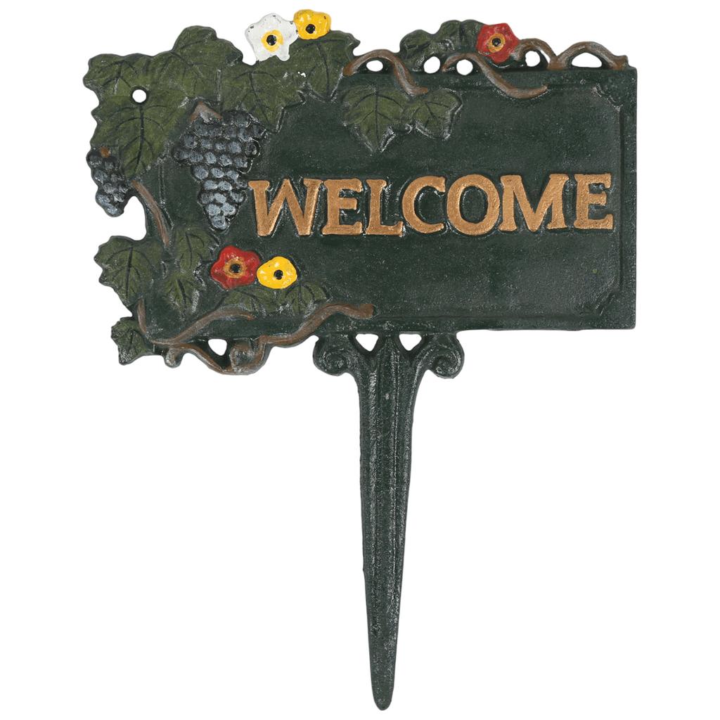 Cast iron garden sign welcome sign