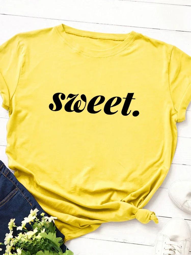 

Сладкая футболка женская с принтом в виде надписи, с коротким рукавом, с круглым вырезом, свободная, женская футболка, женская футболка, топы, одежда, camisetas mujer XXXL жёлтый