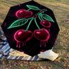 1pc Cherries Neon Automatic Open/Close Umbrella Compact Folding Umbrella with 8-Rib Shaft for Women/Men, Elegant Birthday1180S