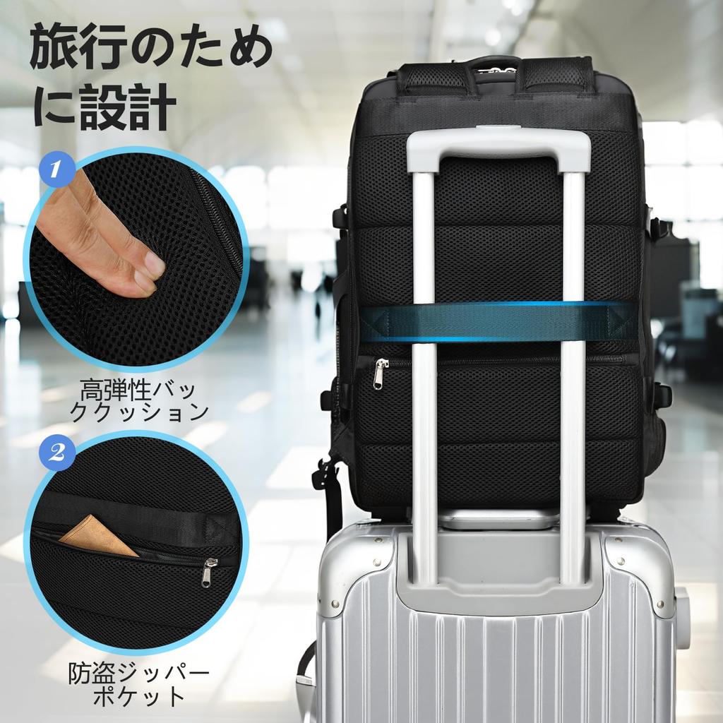 SGEARZOYO Travel Backpack for Women and Men with USB Charging Port and Shoe Pouch, Carry-on Backpack for Weekends, Business Hiking, Gift, Black,