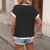 Women's Fashion Color Round Neck Knitted Short Sleeve Color Blocked Loose T,shirt Top