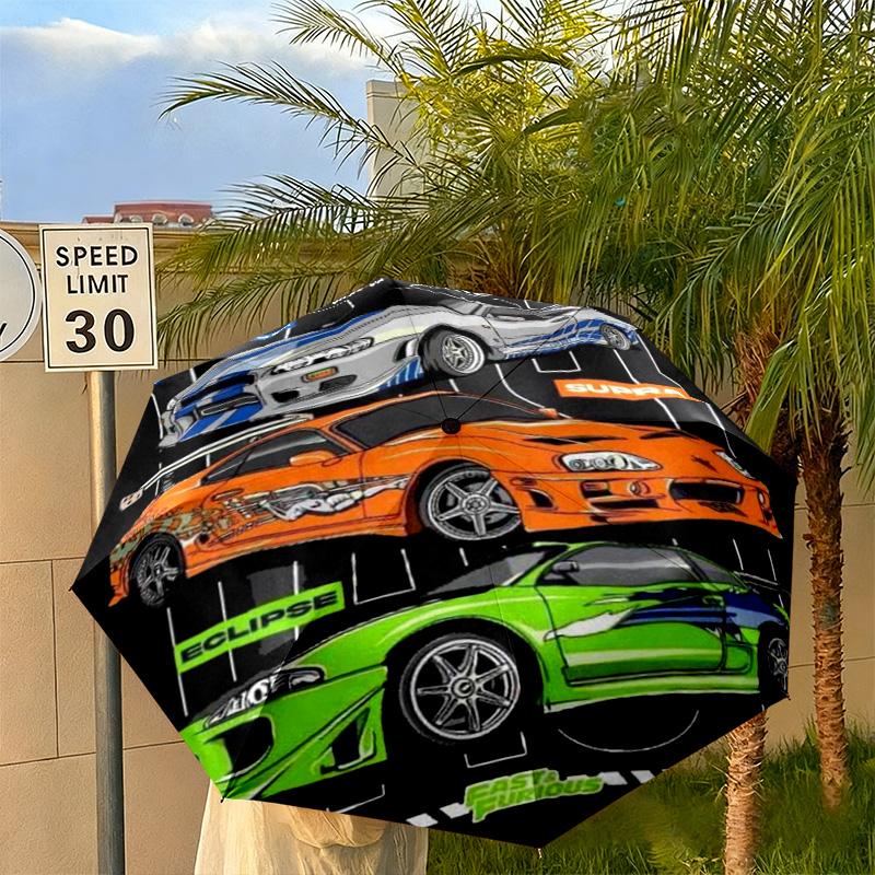 Fast Furious Cars Automatic Umbrella - Suitable Travel Portable Umbrella Outdoor sun shading umbrella Suitable For All Seasons