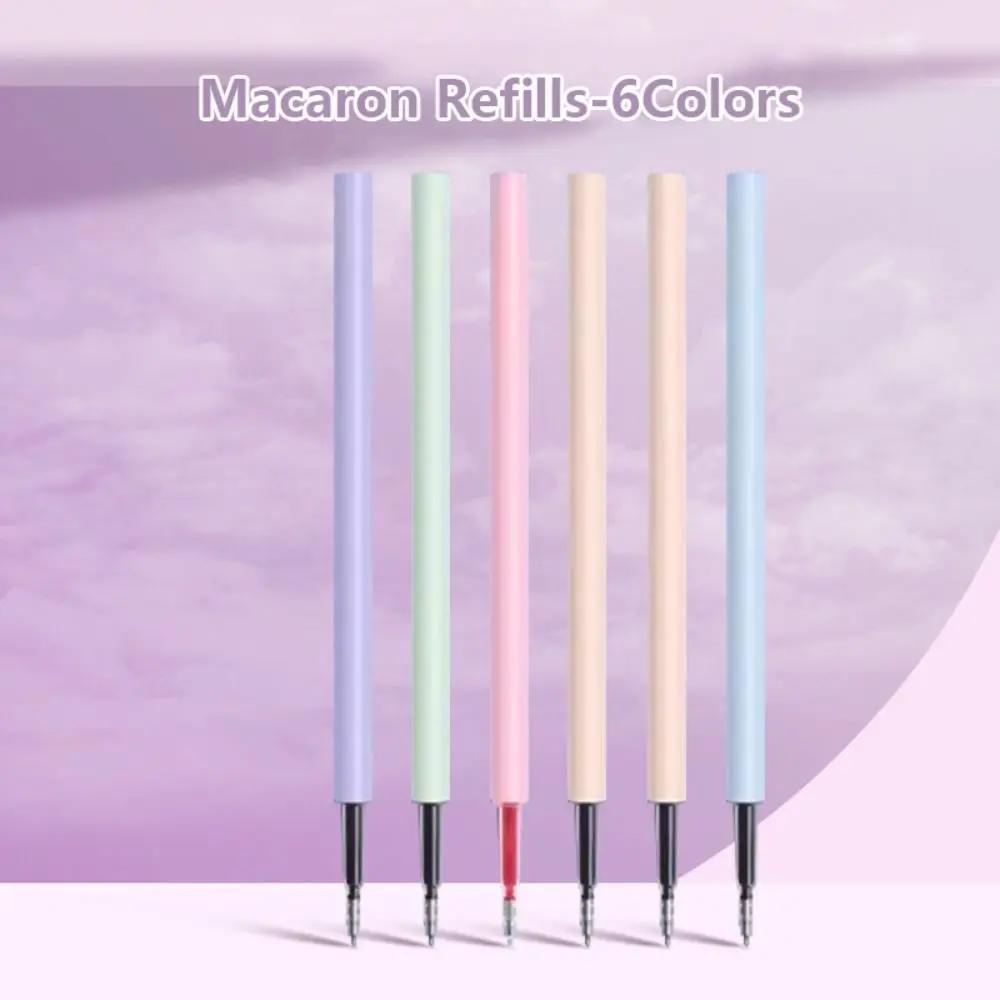 6Colors/Set Press Type Color Gel Pen 0.5mm ST Tip Color Ink Ballpoint Pen Macaron/Morandi/Retro Color Neutral Pen School Office