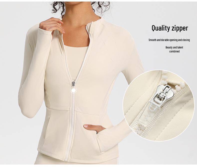 Giacca da Corsa da Donna Slim Fit ad Asciugatura Rapida - Manica Lunga, Top Casual con Zip per Palestra e Yoga, Primavera/Autunno.
