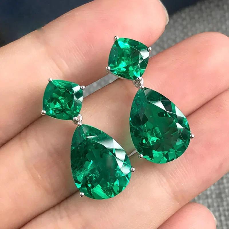 New Green Crystal Stone Earrings In Europe And America, Paired With Dazzling Luxury Women'S Anniversary Gifts, Gorgeous Jewelry