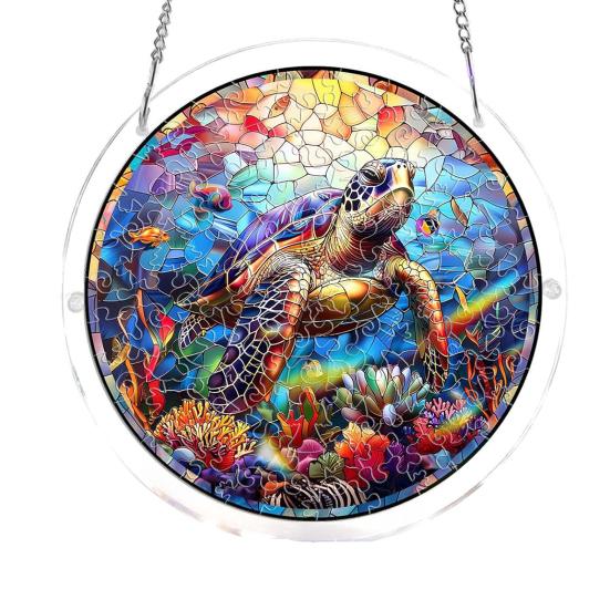 Acrylic Jigsaw Puzzle Suncatcher 83 Pcs DIY Puzzles Craft Kit for Adults Colorful Window Hanging Ornament for Women Men Home Garden Decor