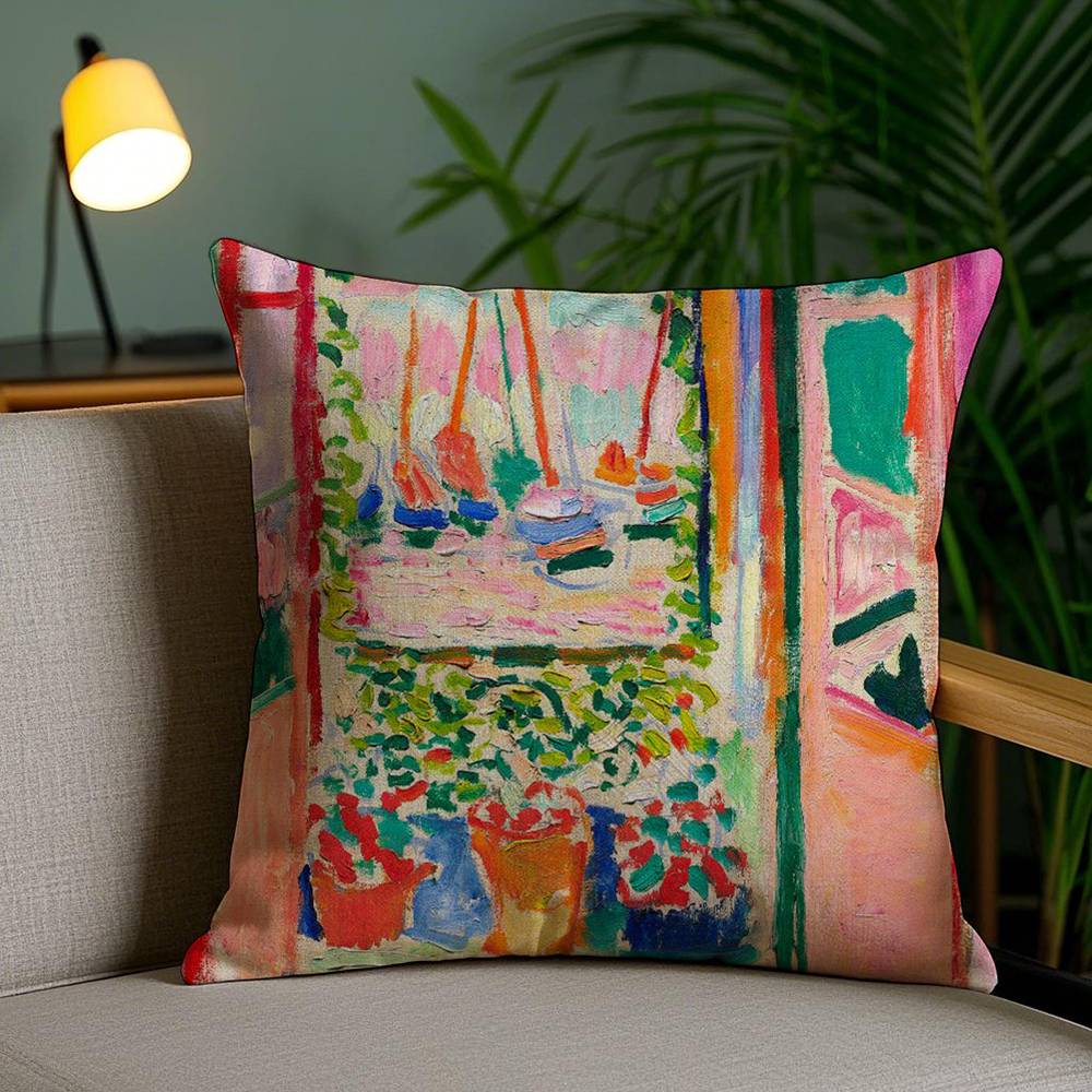 H-Henri M-Matisse Painting Pillow Case Home Dorm Chair Back Short Plush Double-sided Printing Office Nap Time Cushion Cover