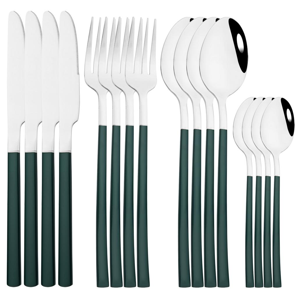 16Pcs Rose Gold Dinnerware Set Knife Fork Coffee Tea Spoon Cutlery Set Stainless Steel Tableware Western Home Kitchen Flatware